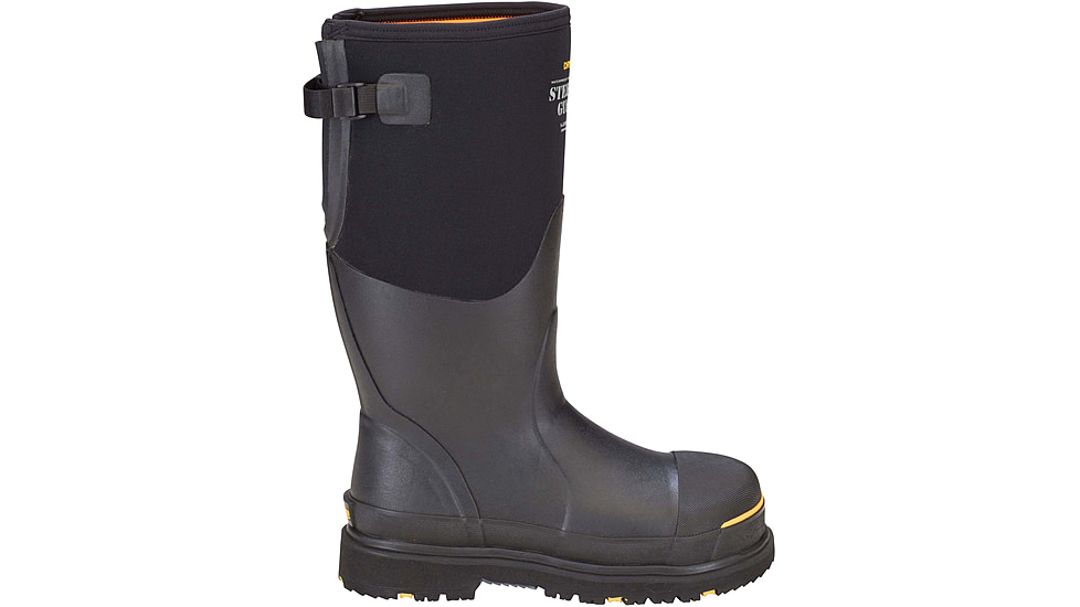 Dryshod Steel-Toe Adjustable Gusset Work Boot, Black/Yellow, 16, STG-UH-BK-016