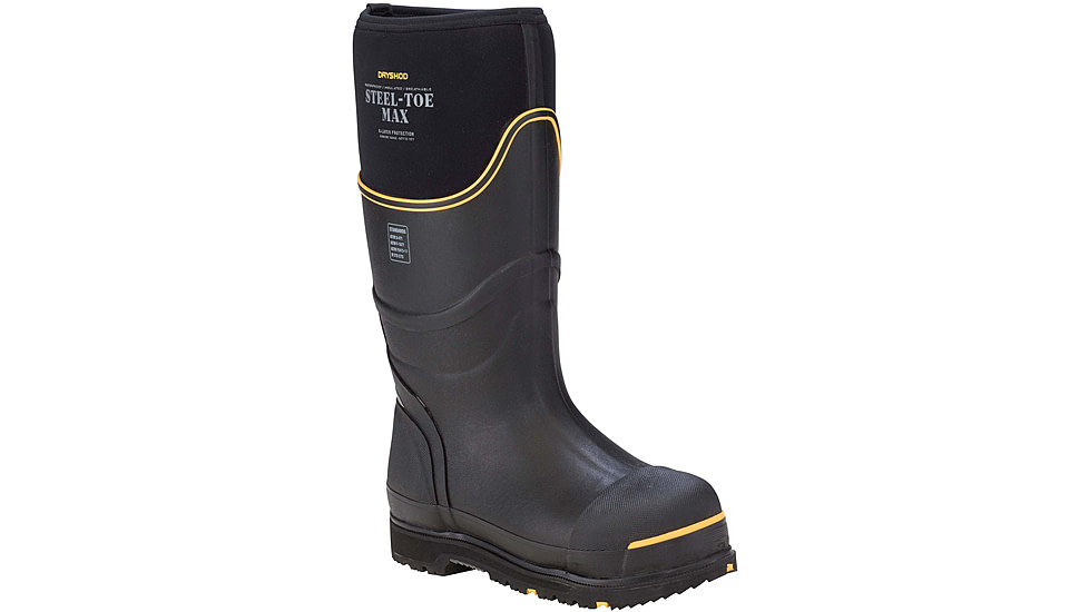 Dryshod Steel-Toe Max Hi Protective Work Boot - Mens, Black/Yellow, 10, STM-UH-BK-010
