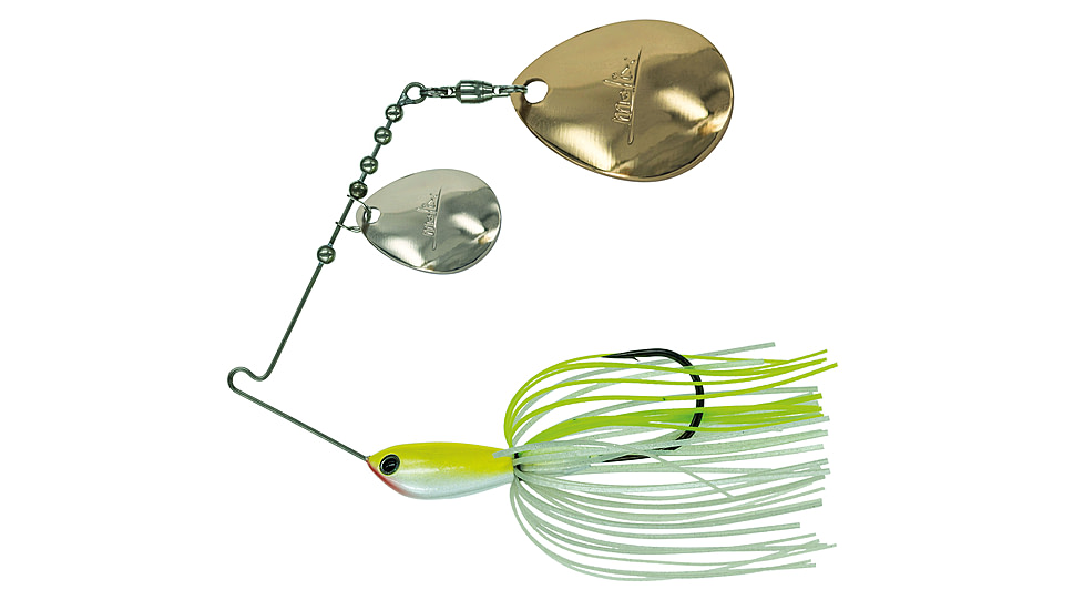 Duckett Fishing BD Water Slash Double Colorado Spinnerbait, White/Chartreuse, 3/8 oz, MXWSDC3/8 WC