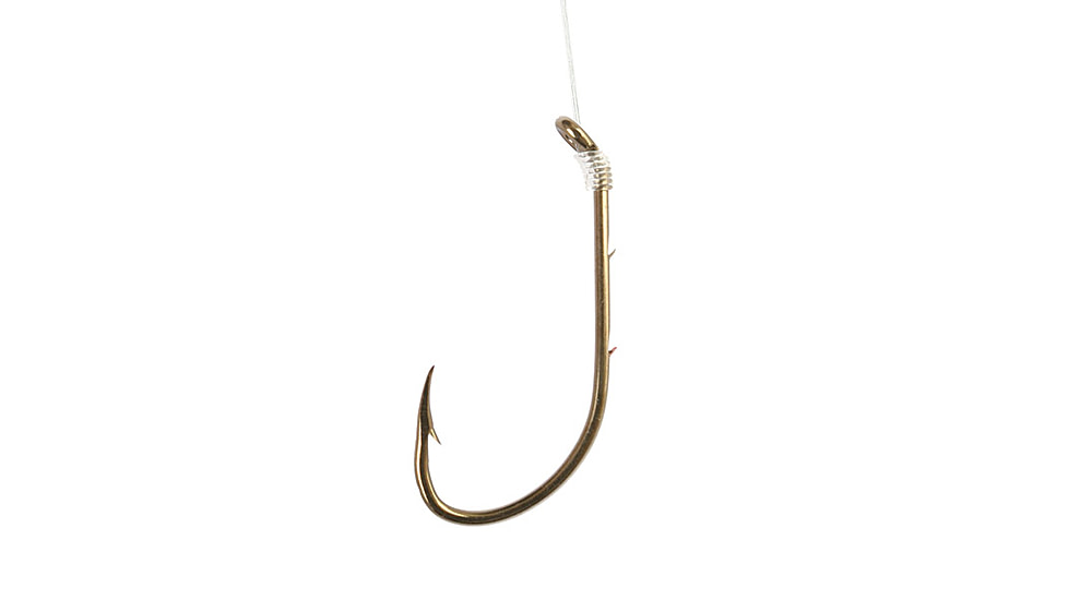 Eagle Claw Baitholder Snelled Hook,Offset,Down Eye,2 Slices,Medium Wire,Mono,7in,Bronze 139H-1/0