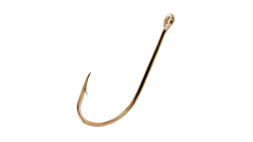 Eagle Claw Plain Shank Hook,Offset,Claw Point,Ringed Eye,Bronze,A-Pack Hooks 084A-1/0