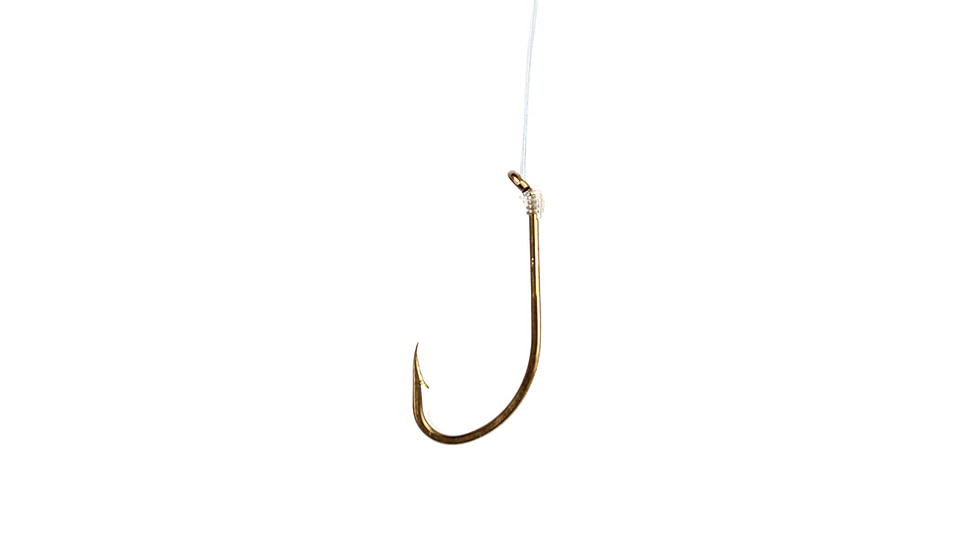 Eagle Claw Plain Shank Snelled Hook,Offset,Down Eye,Medium Wire,Double Line,7in,Bronze 032H-6