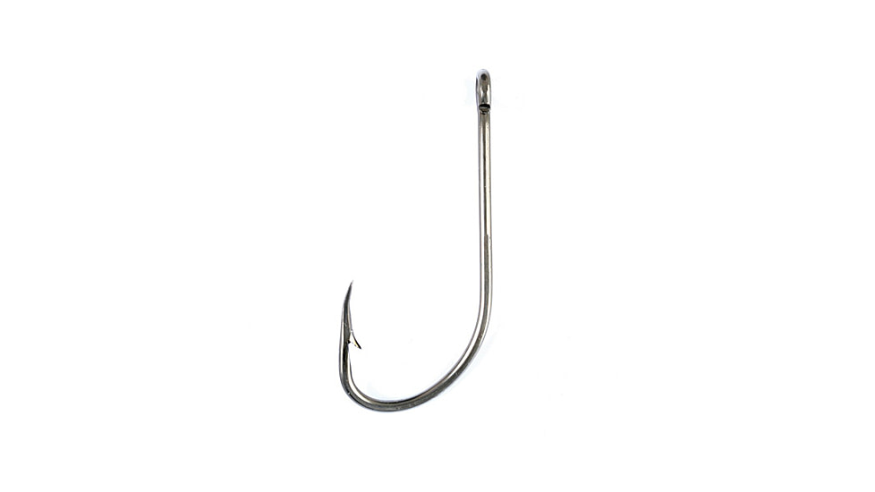 Eagle Claw Plain Shank Hook,Offset,Claw Point,Ringed Eye,Nickel,A-Pack Hooks 085A-6