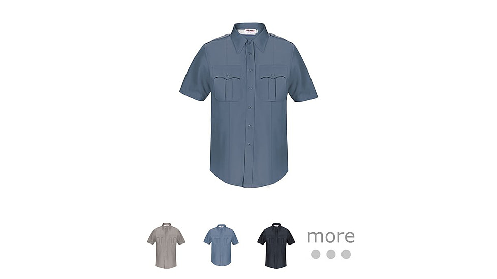 Elbeco DutyMaxx Short Sleeve Poly/Rayon Stretch Shirt - Mens, French Blue, Gray, Medium Blue, Navy, Silver Tan, White