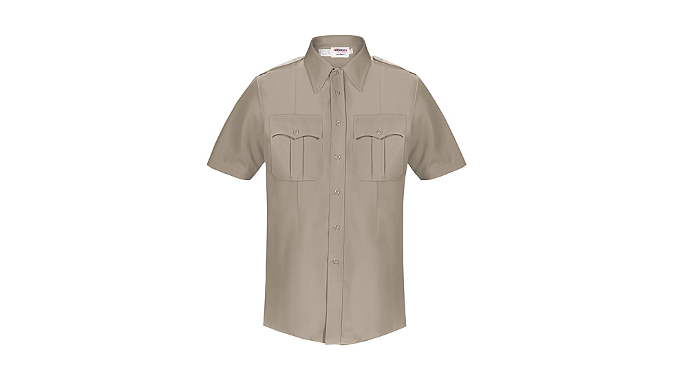 Elbeco DutyMaxx Short Sleeve Poly/Rayon Stretch Shirt - Mens, 18.5 in, Silver Tan, 5582D-18.5