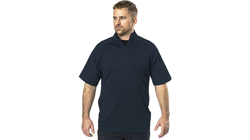 Elbeco UFX Bold Short Sleeve Zip Mock Neck Patrol Shirt, Regular, Midnight Navy, 2XL, SM4109NV+2XL