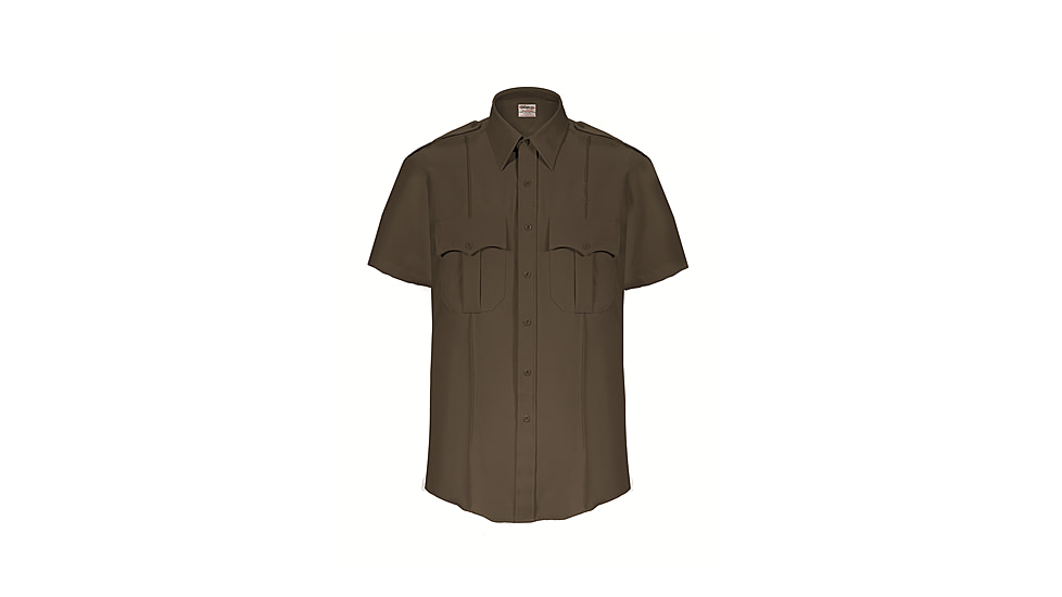 Elbeco TexTrop2 Zippered Short Sleeve Polyester Shirt - Mens, 17 in, Brown, Z3315N-17