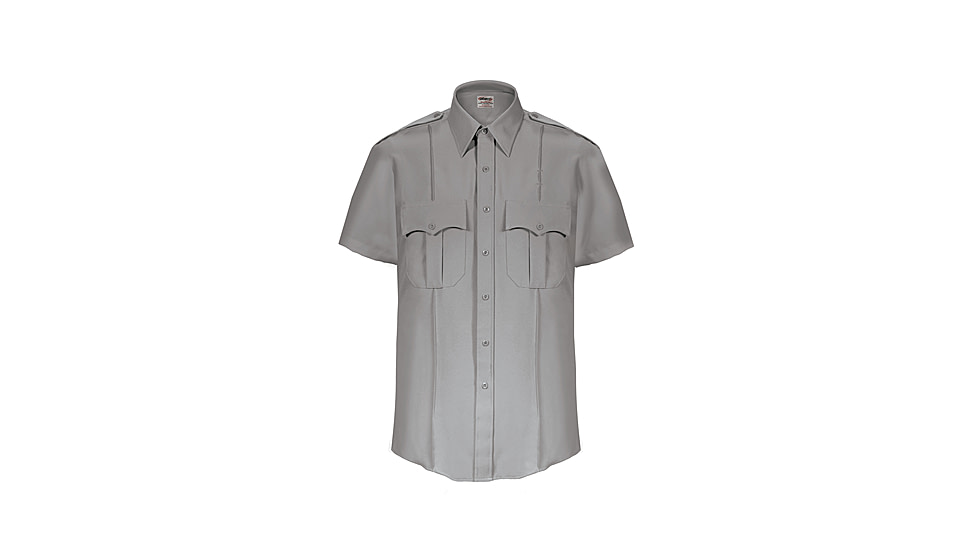 Elbeco TexTrop2 Zippered Short Sleeve Polyester Shirt - Mens, 16.5 in, Gray, Z3311N-16.5