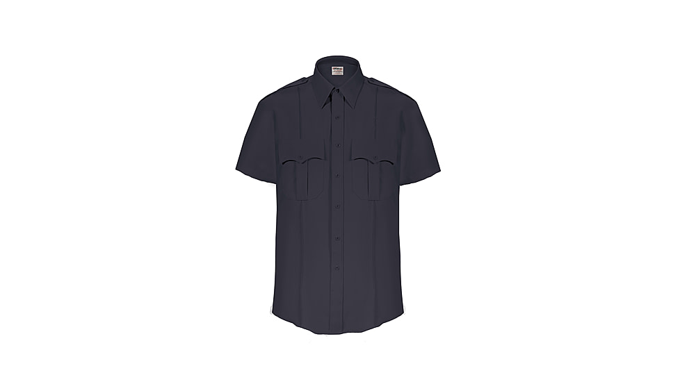 Elbeco TexTrop2 Zippered Short Sleeve Polyester Shirt - Mens, 17.5 in, Navy, Z3314N-17.5