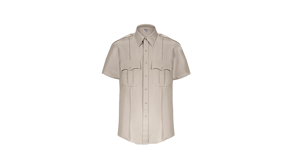 Elbeco TexTrop2 Zippered Short Sleeve Polyester Shirt - Mens, 17 in, Silver Tan, Z3312N-17