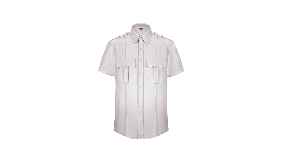 Elbeco TexTrop2 Zippered Short Sleeve Polyester Shirt - Mens, 17.5 in, White, Z3310N-17.5