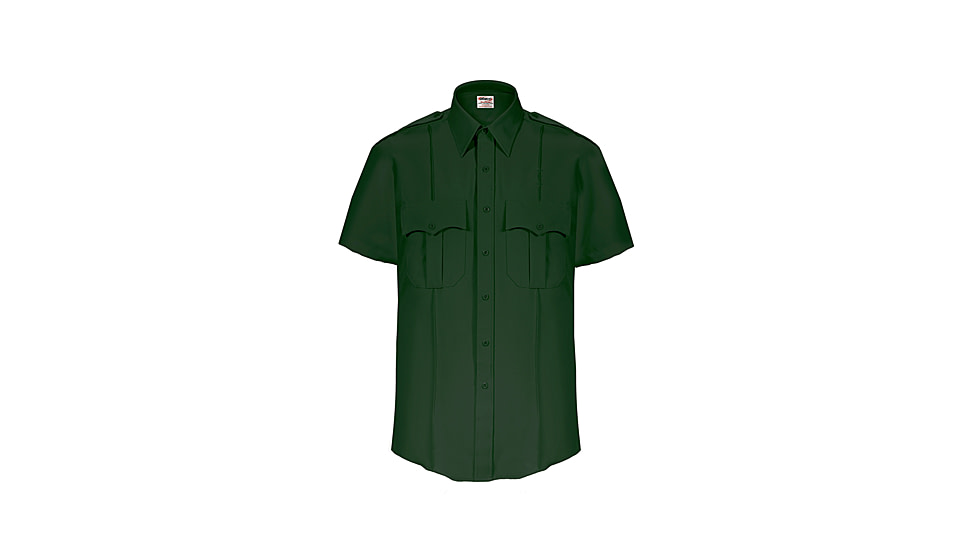 Elbeco TexTrop2 Zippered Short Sleeve Polyester Shirt - Mens, 14.5 in, Spruce Green, 8805N-14.5