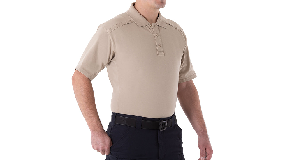 First Tactical Cotton Short Sleeve Polo - Mens, Khaki, Medium, 112508-055-M