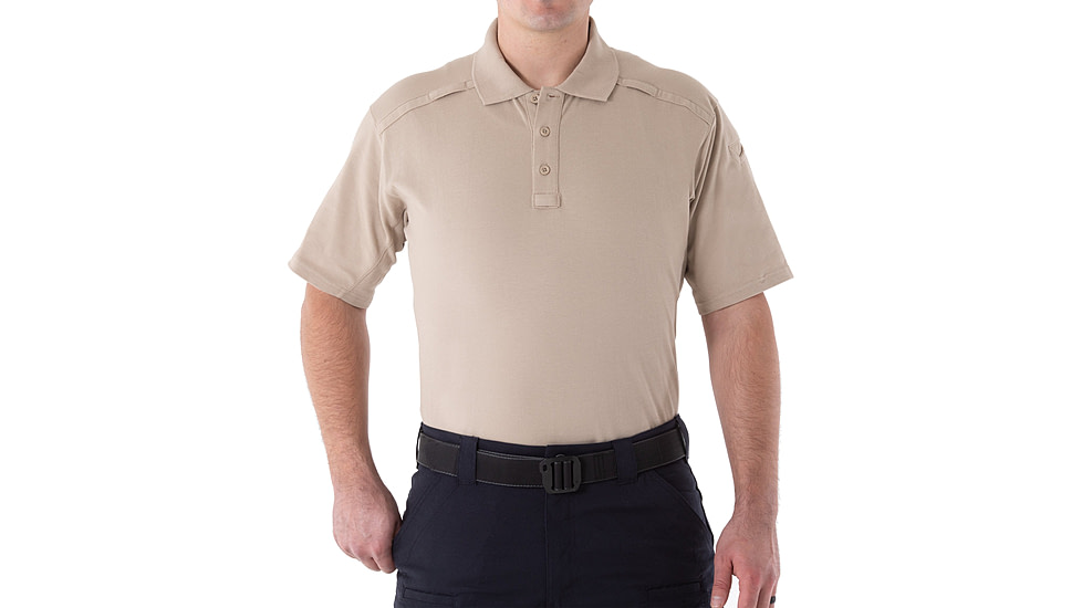 First Tactical Cotton Short Sleeve Polo - Mens, Khaki, Medium, 112508-055-M