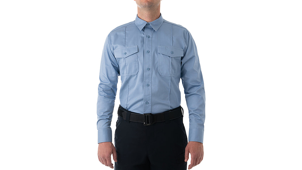 First Tactical Cotton Station Long Sleeve Shirt - Mens, Medium Blue, Short/Large, 111009-781-L-S