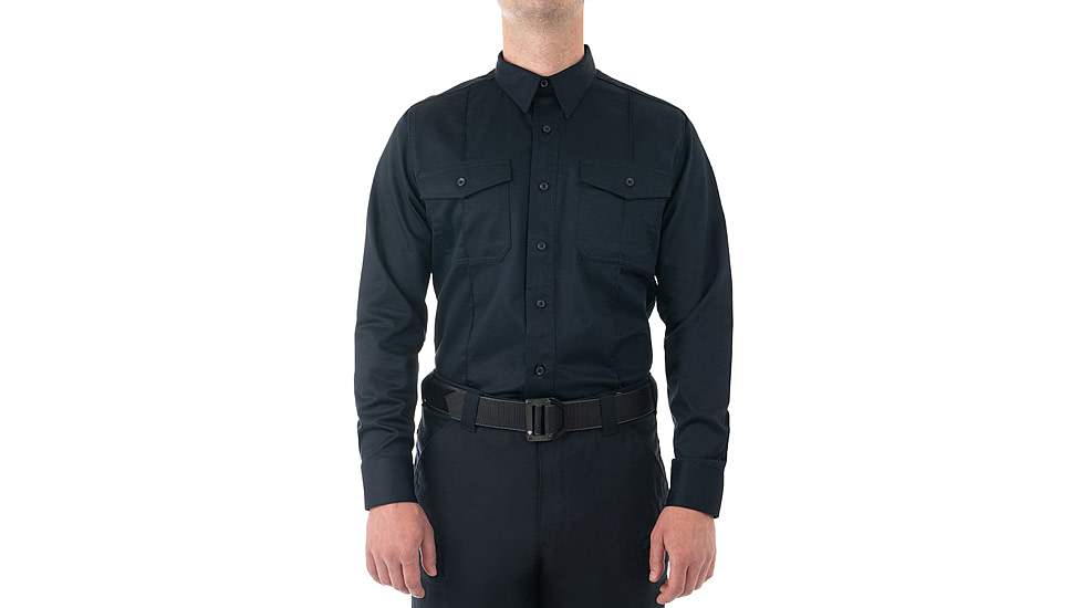 First Tactical Cotton Station Long Sleeve Shirt - Men's, Short, Midnight Navy, Large, 111009-729-L-S