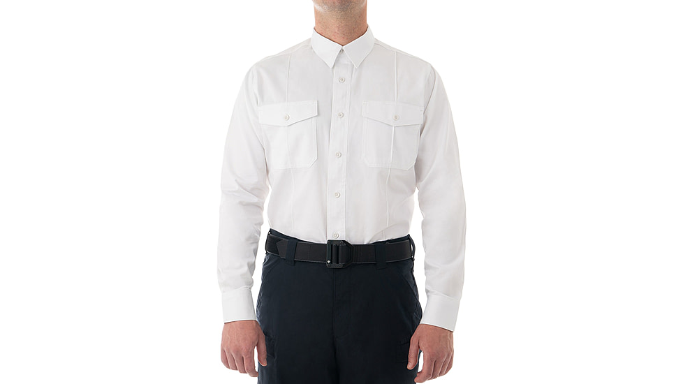 First Tactical Cotton Station Long Sleeve Shirt - Mens, White, Short/Large, 111009-010-L-S