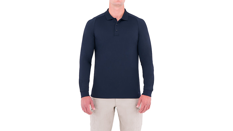 First Tactical Mens Performance Ls Polo w/Pocket, Midnight Navy, Small 111503-729-S