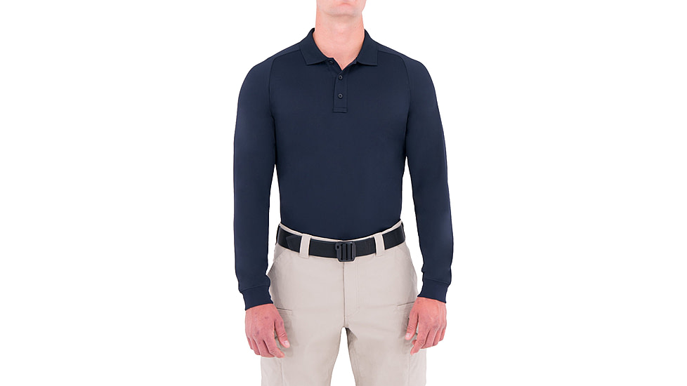 First Tactical Mens Performance Ls Polo w/Pocket, Midnight Navy, Small 111503-729-S