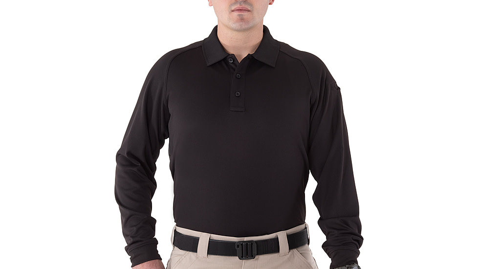 First Tactical Performance Long Sleeve Polo - Mens, Black, Medium, 111503-019-M