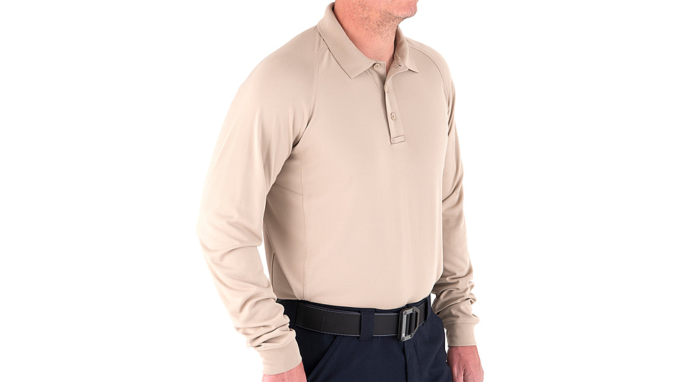 First Tactical Performance Long Sleeve Polo - Mens, Khaki, Large, 111503-055-L