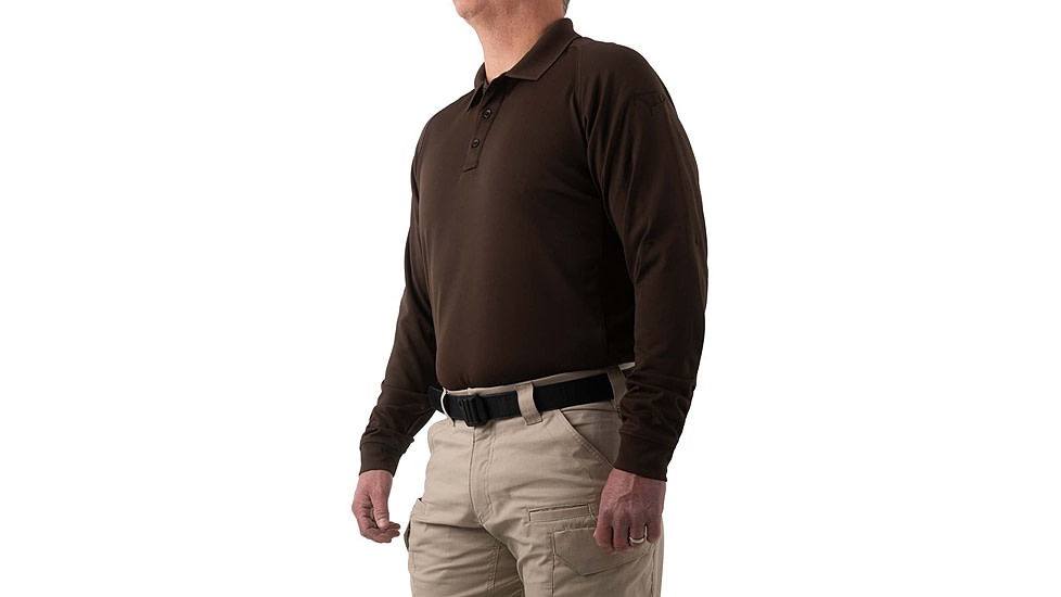 First Tactical Performance Long Sleeve Polo - Mens, Kodiak Brown, Large, 111503-182-L