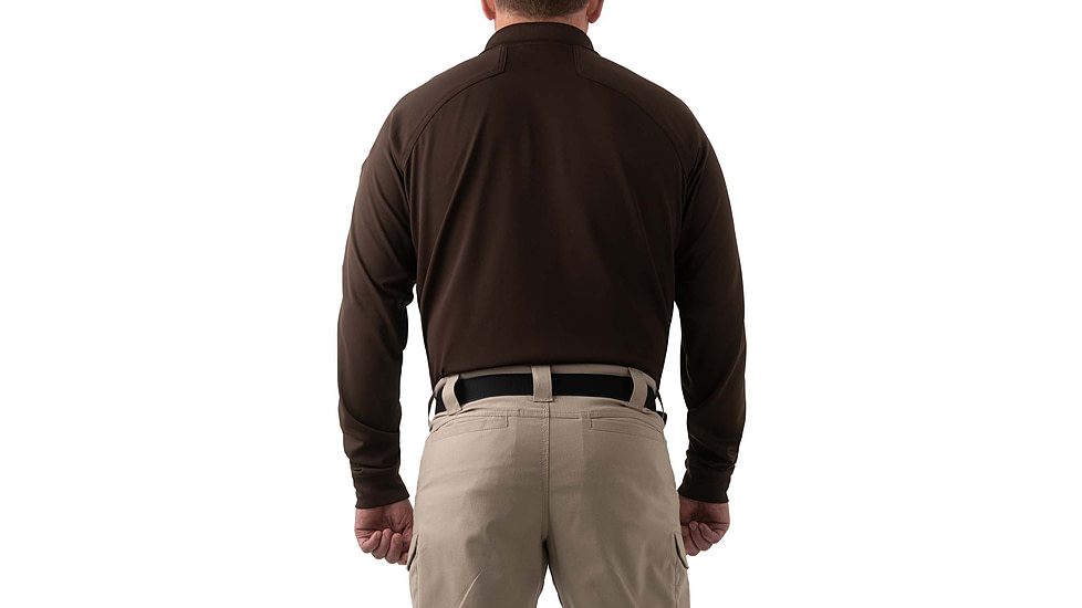 First Tactical Performance Long Sleeve Polo - Mens, Kodiak Brown, Large, 111503-182-L