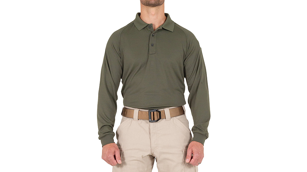 First Tactical Performance Long Sleeve Polo - Mens, OD Green, 2XL, 111503-830-XXL