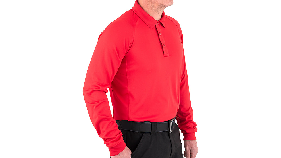 First Tactical Performance Long Sleeve Polo - Mens, Red, Small, 111503-400-S