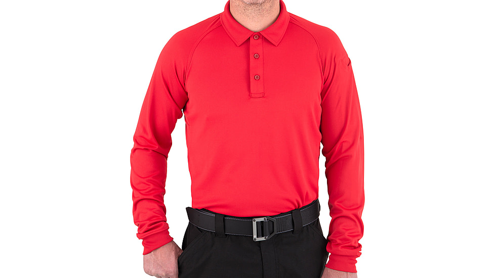 First Tactical Performance Long Sleeve Polo - Mens, Red, Small, 111503-400-S