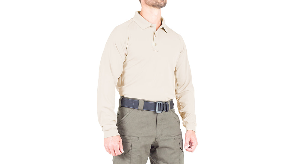 First Tactical Performance Long Sleeve Polo - Mens, Silver Tan, 2XL, 111503-065-XXL