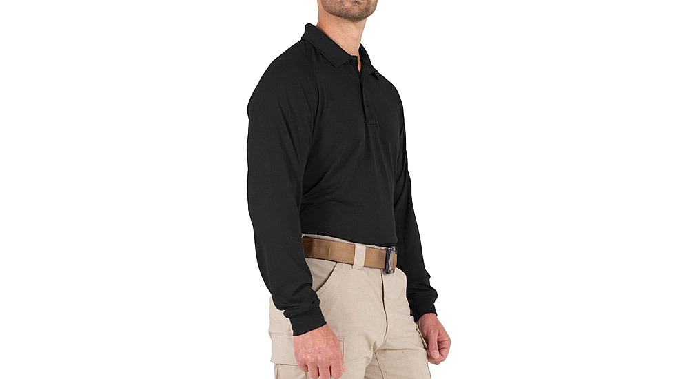 First Tactical Performance Long Sleeve Polo - Mens, Regular, Black, 5XL, 111503-019-5XL-R