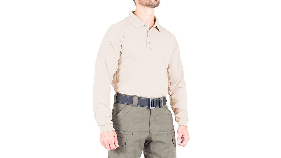 First Tactical Performance Long Sleeve Polo - Mens, Regular, Khaki, 5XL, 111503-055-5XL-R