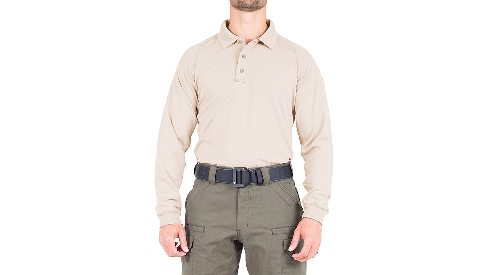 First Tactical Performance Long Sleeve Polo - Mens, Regular, Khaki, 5XL, 111503-055-5XL-R