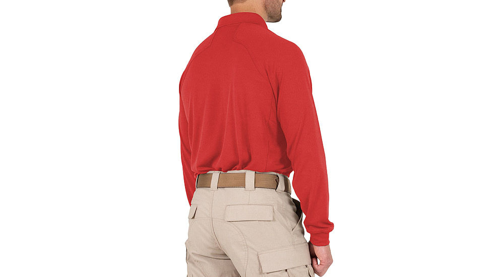 First Tactical Performance Long Sleeve Polo - Mens, Regular, Red, 5XL, 111503-400-5XL-R