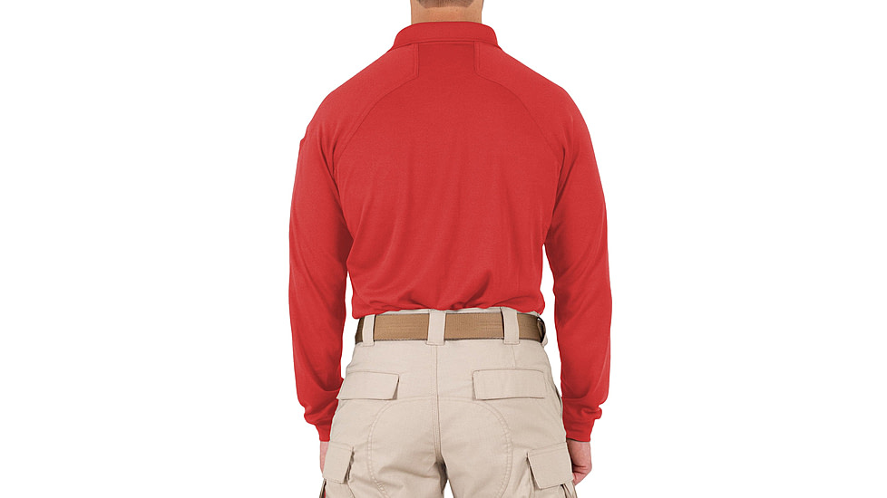 First Tactical Performance Long Sleeve Polo - Mens, Regular, Red, 5XL, 111503-400-5XL-R