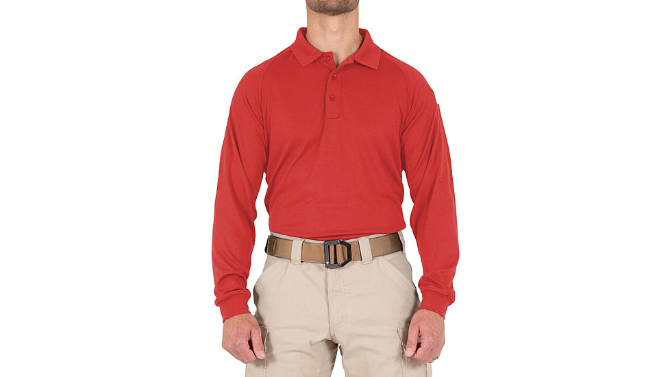 First Tactical Performance Long Sleeve Polo - Mens, Regular, Red, 5XL, 111503-400-5XL-R
