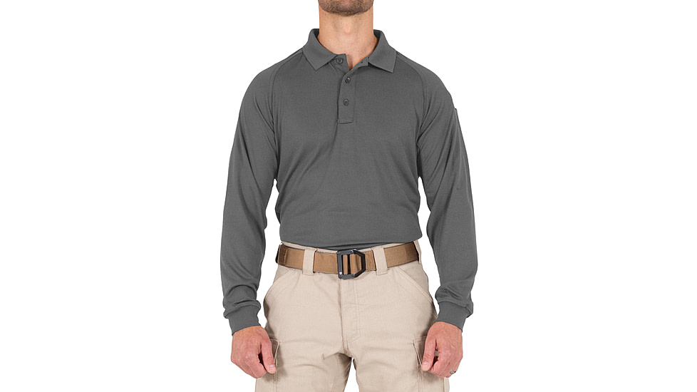 First Tactical Performance Long Sleeve Polo - Mens, Wolf Grey, Medium, 111503-036-M