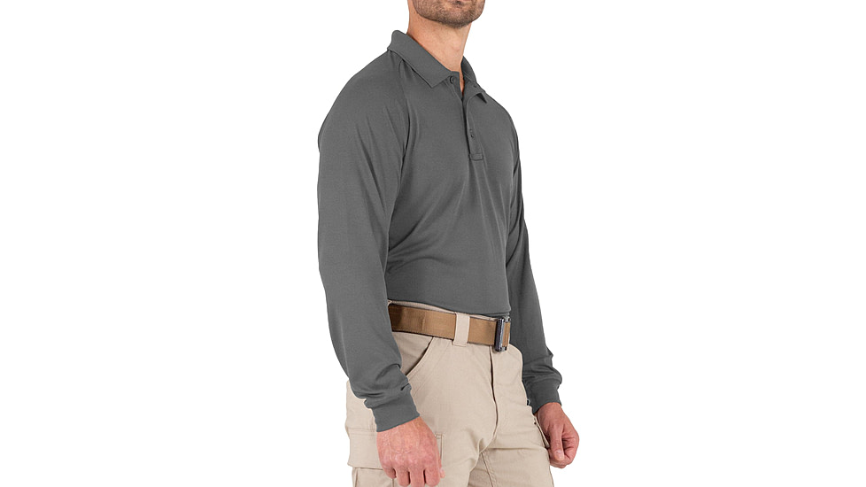 First Tactical Performance Long Sleeve Polo - Mens, Wolf Grey, Regular/Extra Small, 111503-036-XS