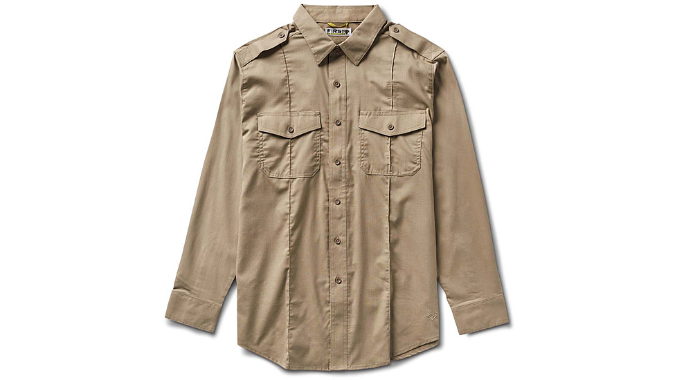First Tactical Pro Duty Unifrom Long Sleeve Shirt - Mens, Short, Silver Tan, Medium, 111011-065-M-S