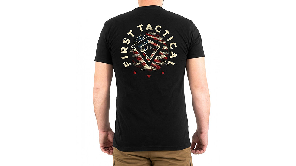 First Tactical Stars and Stripes Spear T-Shirt - Mens, Black, Extra Large, 112555-019-XL