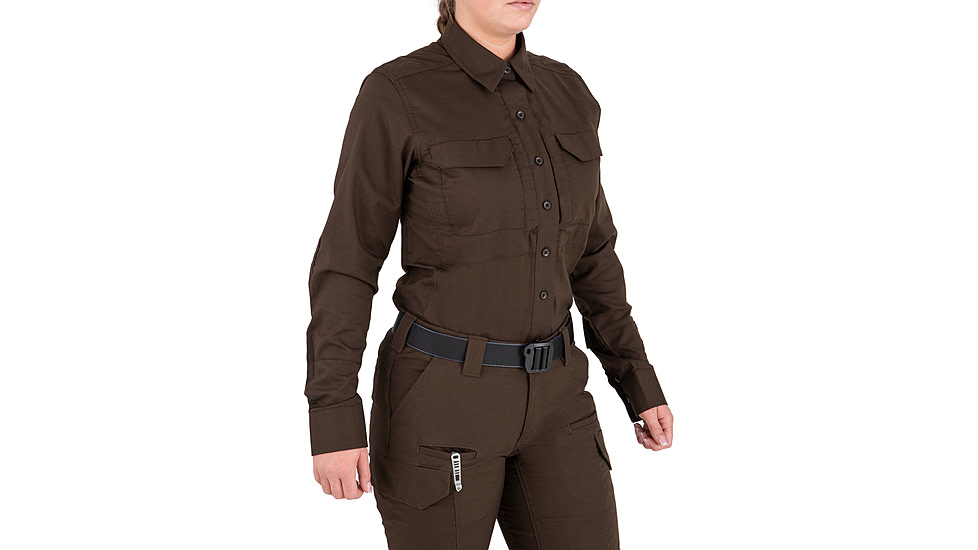 First Tactical V2 Tactical Long Sleeve Shirt - Womens, Kodiak Brown, Extra Small, R, 121006-182-XS-R