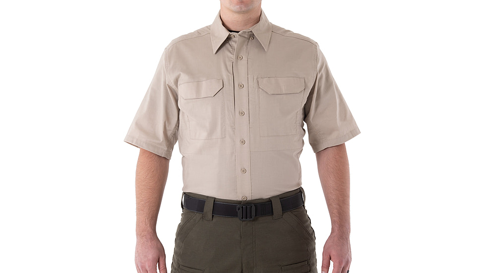 First Tactical V2 Tactical Short Sleeve Shirt - Mens, Khaki, 2XL, T, 112007-055-XXL-T