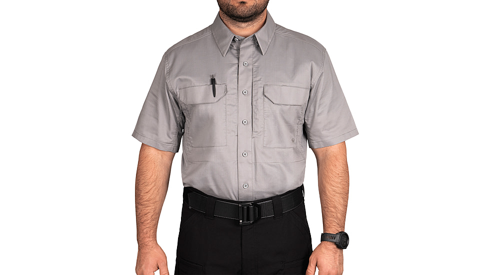 First Tactical V2 Tactical Short Sleeve Shirt - Mens, Tall, Nickel Gray, 3XL, 112007-083-3XL-T