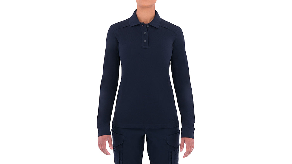 First Tactical WoMens Cotton L/S Polo w/Pen Pocket, Midnight Navy, Extra Small 121502-729-XS