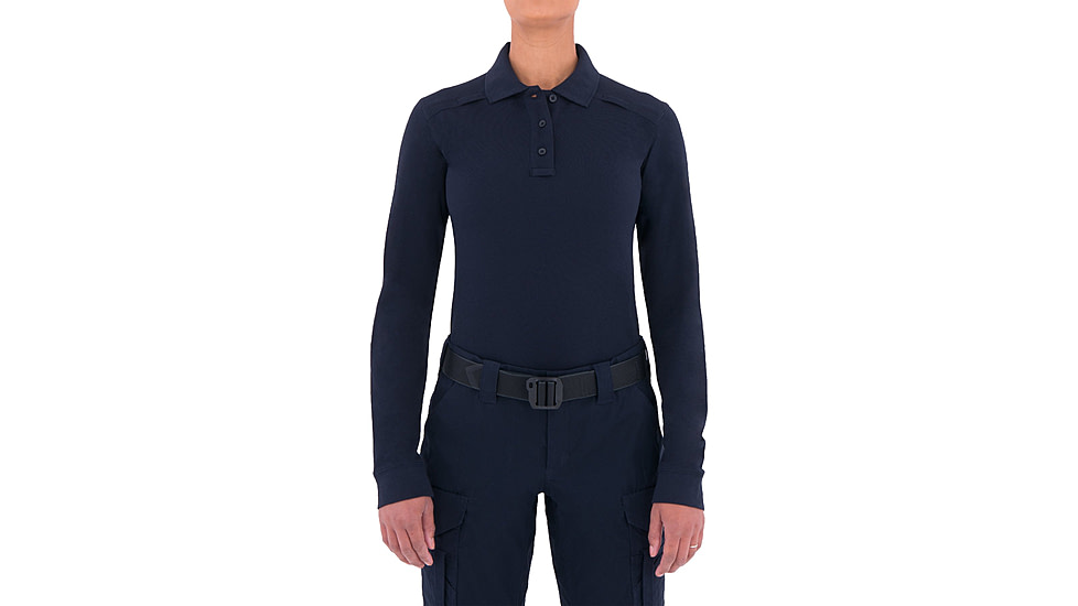 First Tactical WoMens Cotton L/S Polo w/Pen Pocket, Midnight Navy, Extra Small 121502-729-XS