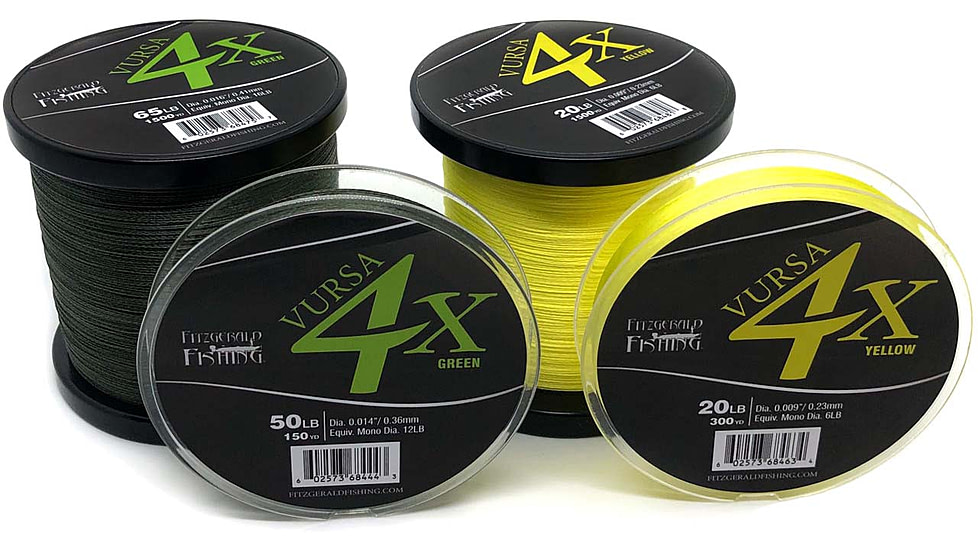 Fitzgerald Fishing Vursa Braid 4X Line, 40lb, Green, 150yds, VBG4X40150