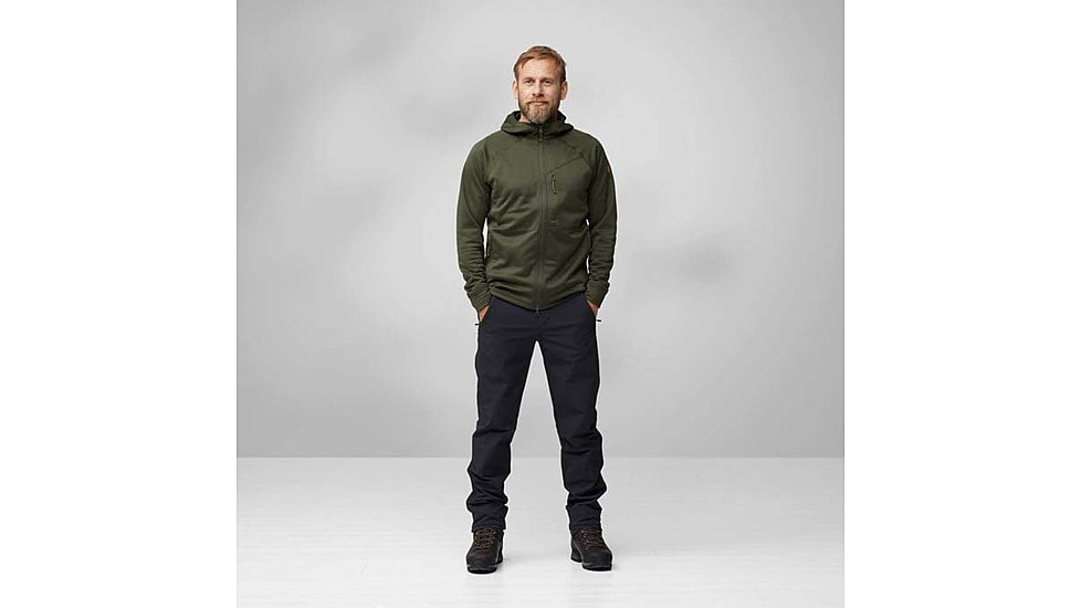 Fjallraven Abisko Grid Fleece Hoodie - Mens, Deep Forest, Small, F12600228-662FR-S