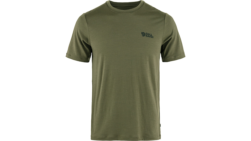 Fjallraven Abisko Wool Logo Short Sleeve - Mens, Laurel Green, Medium, F86977-625-M