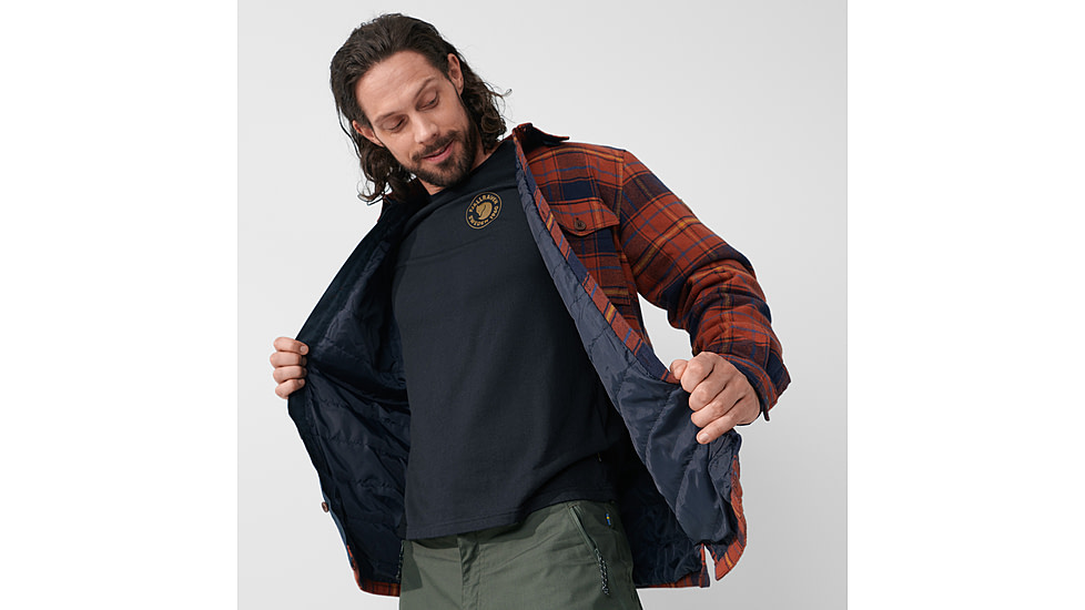 Fjallraven Ovik Lite Padded Shirt - Mens, Autumn Leaf-Dark Navy, Medium, F87069-215-555-M